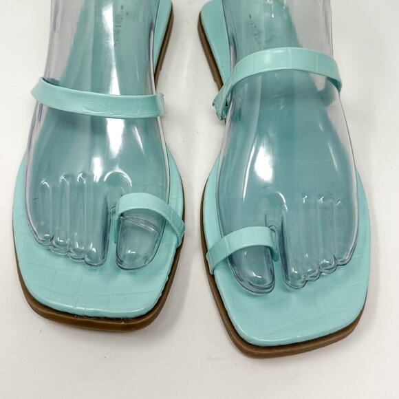 NEW 14th & Union Cece Blue Chill Croco Flat Slide Toe Thong Sandals, NEW Size 7 - Picture 7 of 14